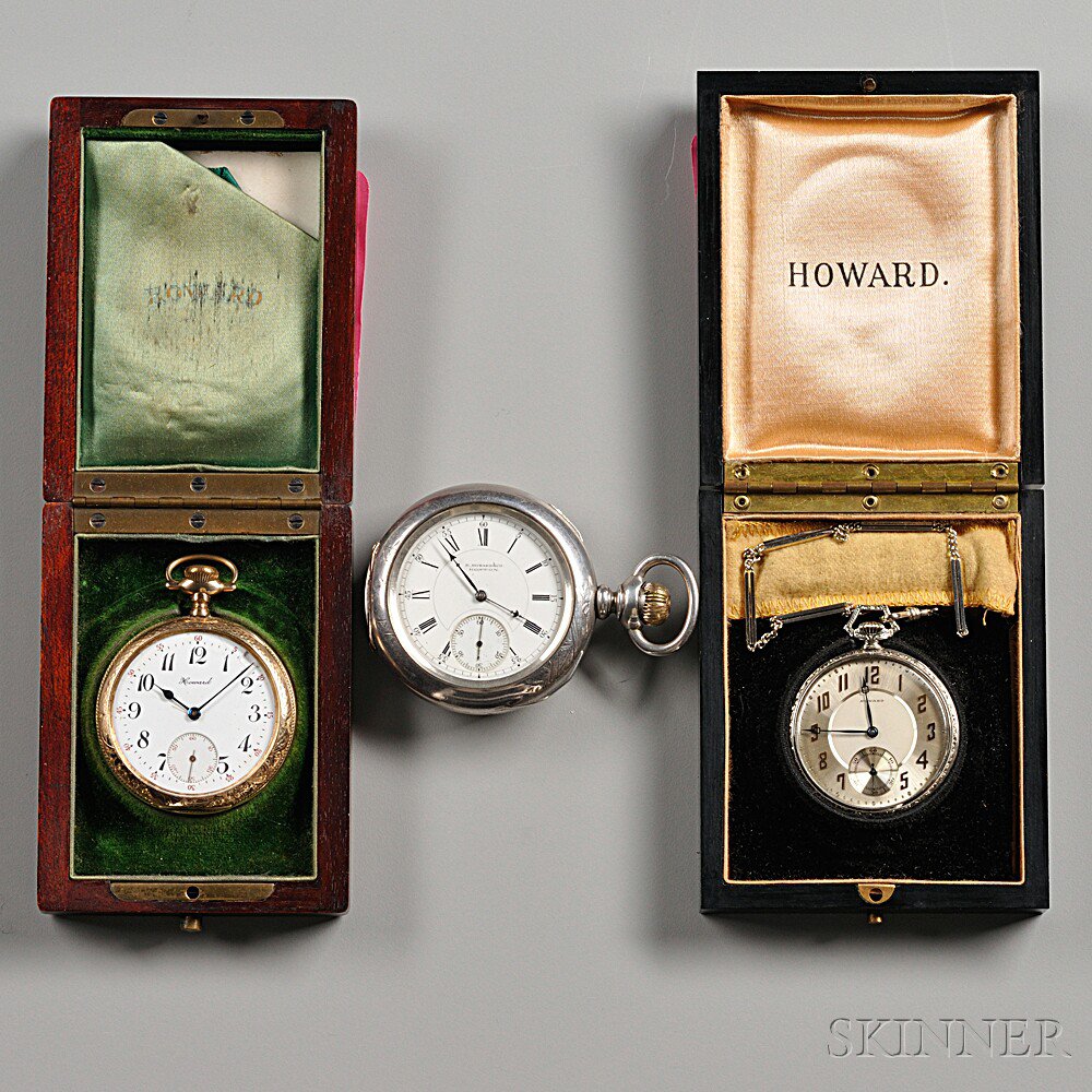 Appraisal: Two Boxed Howard Watches With Papers and a Coin Silver