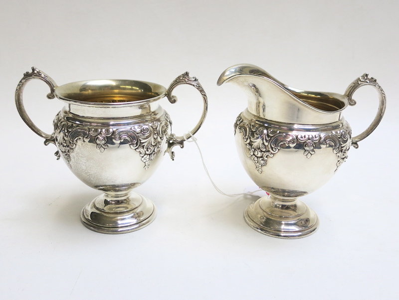 Appraisal: WALLACE GRANDE BAROQUE STERLING SILVER HOLLOWWARE two piece cream pitcher