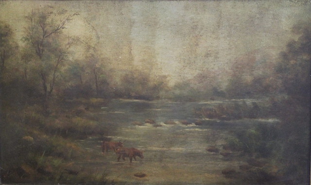 Appraisal: Early th Century English SchoolCattle at the waters edge signed