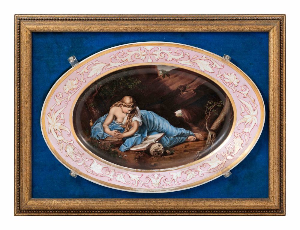 Appraisal: A Continental Porcelain Plaque Depicting The Penitent Magdalene after Pompeo