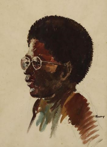 Appraisal: Framed watercolor painting on paper Portrait of a Man signed