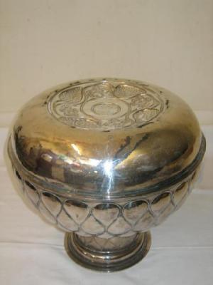 Appraisal: A RUSSIAN PUNCH BOWL of pedestal form with embossed lobed