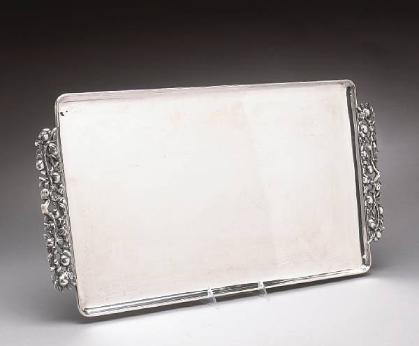 Appraisal: A custom silver trayUnmarkedEngraved on verso A B K -