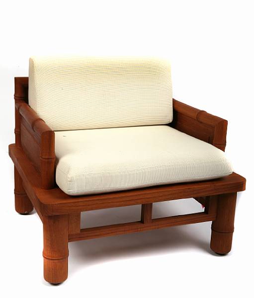 Appraisal: A McGuire K'ang teak outdoor bamboo form chair height in