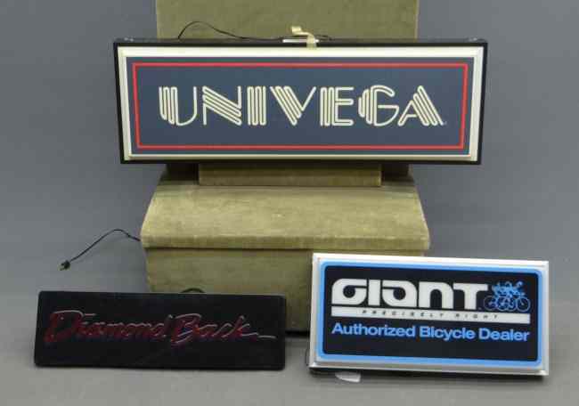 Appraisal: Illuminated dealer sign lot including ''Univega'' sided not working ''