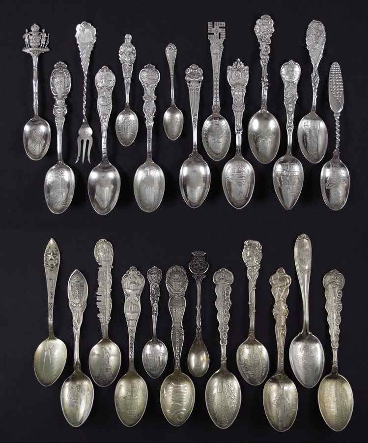 Appraisal: COLLECTION OF STERLING SOUVENIR SPOONS spoons from various locations including