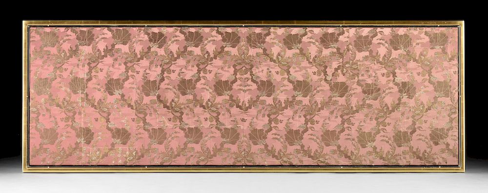 Appraisal: AN ANTIQUE FRENCH MAUVE SILK GROUND DAMASK TEXTILE TOURS REGION