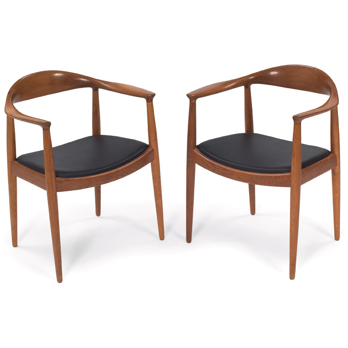 Appraisal: Hans Wegner The chairs pair by Johannes Hansen Denmark oak