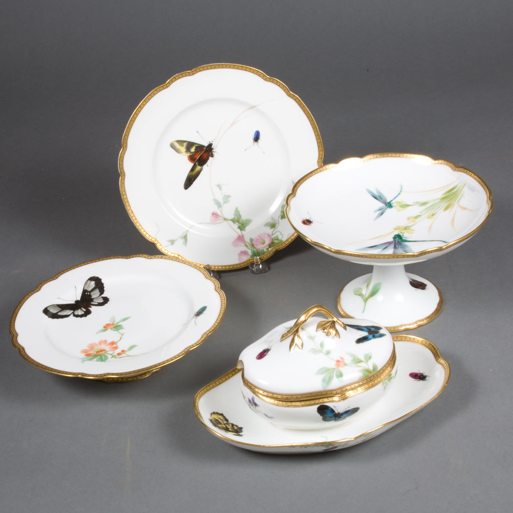 Appraisal: Limoges Butterfly Decorated Porcelain Fruit Service Approximately thirty-four pieces C