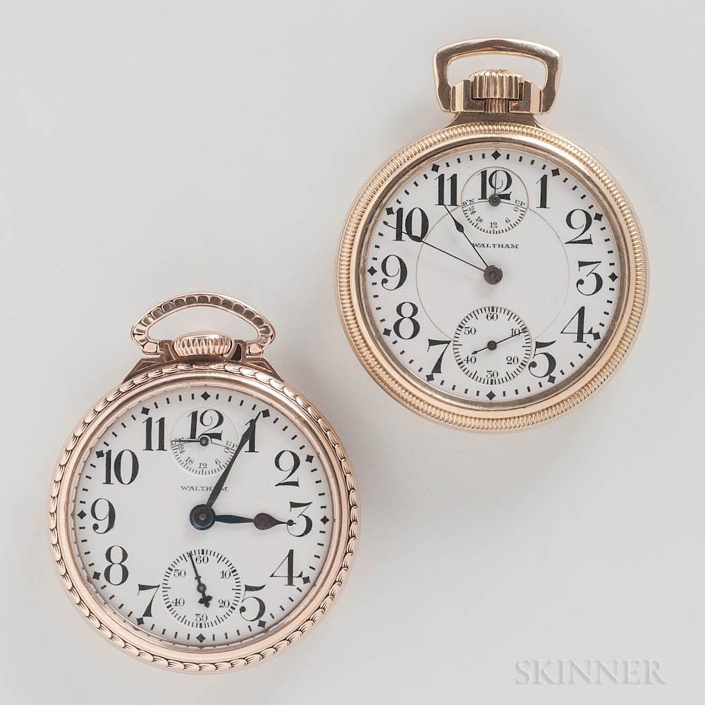 Appraisal: Two Open-face Waltham Watches with Up Down Indicators Two Open-face