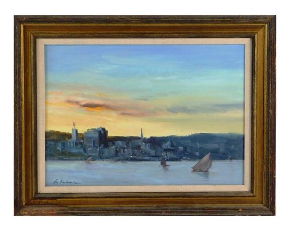 Appraisal: Lou Bonamarte Connecticut b oil on canvas depicts twilight view