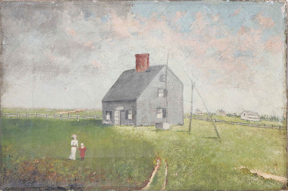 Appraisal: Naive Oil on Canvas Jethro Coffin House Sunset Hill Nantucket