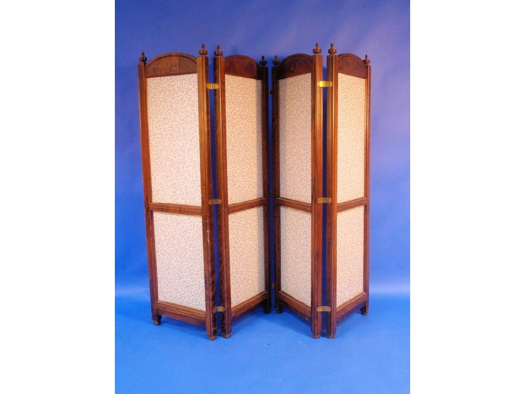 Appraisal: A folding screen of four panels each panel furbished with