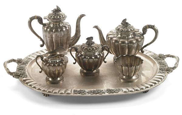 Appraisal: A Mexican sterling five piece tea and coffee set with