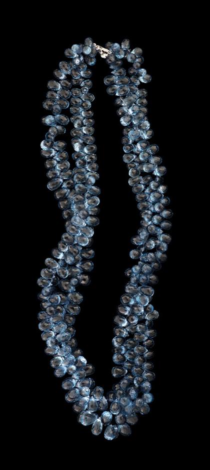 Appraisal: Blue topaz double strand necklace Stunning briolette cut blue topaz