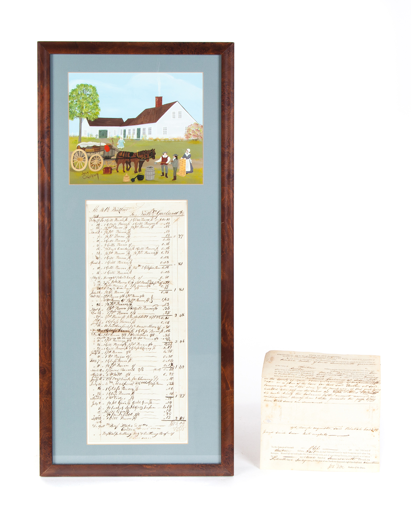 Appraisal: FRAMED AMERICAN LEDGER PAGE Early th century pen and ink