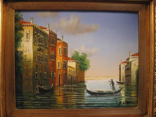 Appraisal: B Fittaci Venice Oil on canvas Contemporary painting in ornate