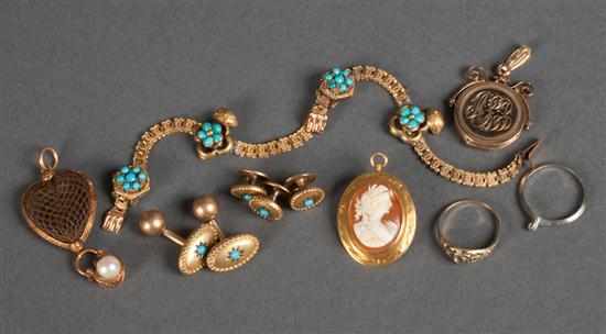 Appraisal: Group of Victorian jewelry including low carat yellow gold and