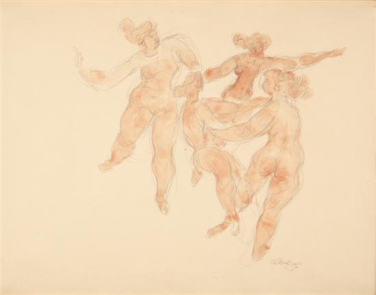 Appraisal: Chaim Gross American - Four Dancing Women pencil and watercolor