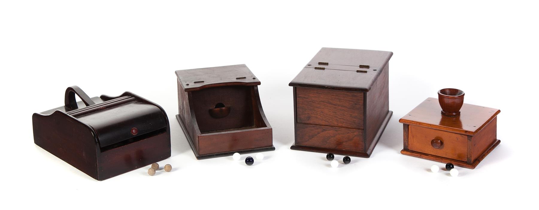 Appraisal: FOUR BALLOT BOXES American th century Two with dovetailed construction