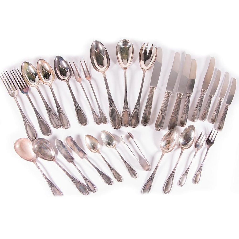 Appraisal: German Silver Flatware Service Peter Bruckmann Heilbr German Sterling Flatware