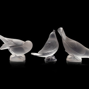 Appraisal: Three Lalique Bird Sculptures Second Half th Century Height of