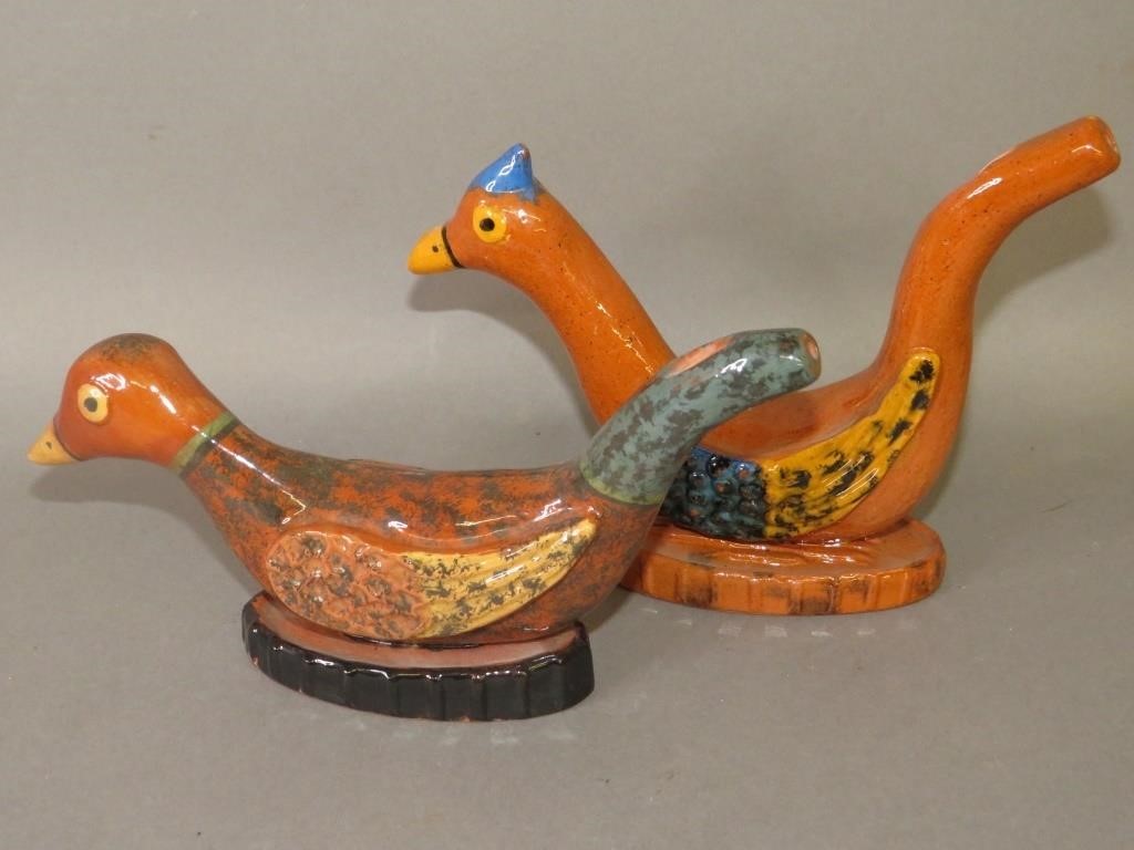 Appraisal: WHIMSICAL REDWARE BIRD WHISTLES BY JAMES C SEAGca mid-late th