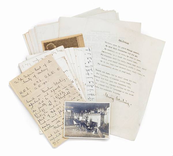 Appraisal: STERLING GEORGE - ARCHIVE OF LETTERS AND MANUSCRIPTS MANY RELATING