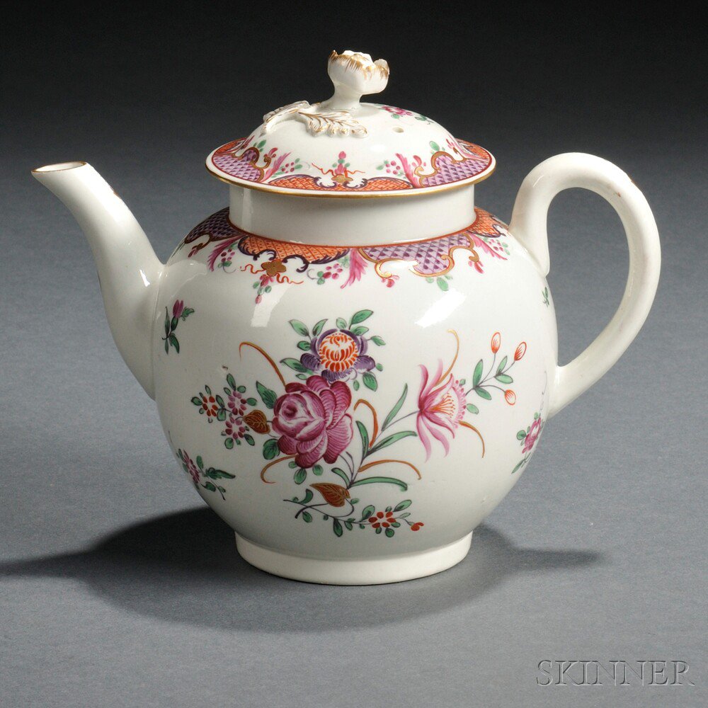 Appraisal: Lowestoft Porcelain Teapot and Cover England th century globular shape