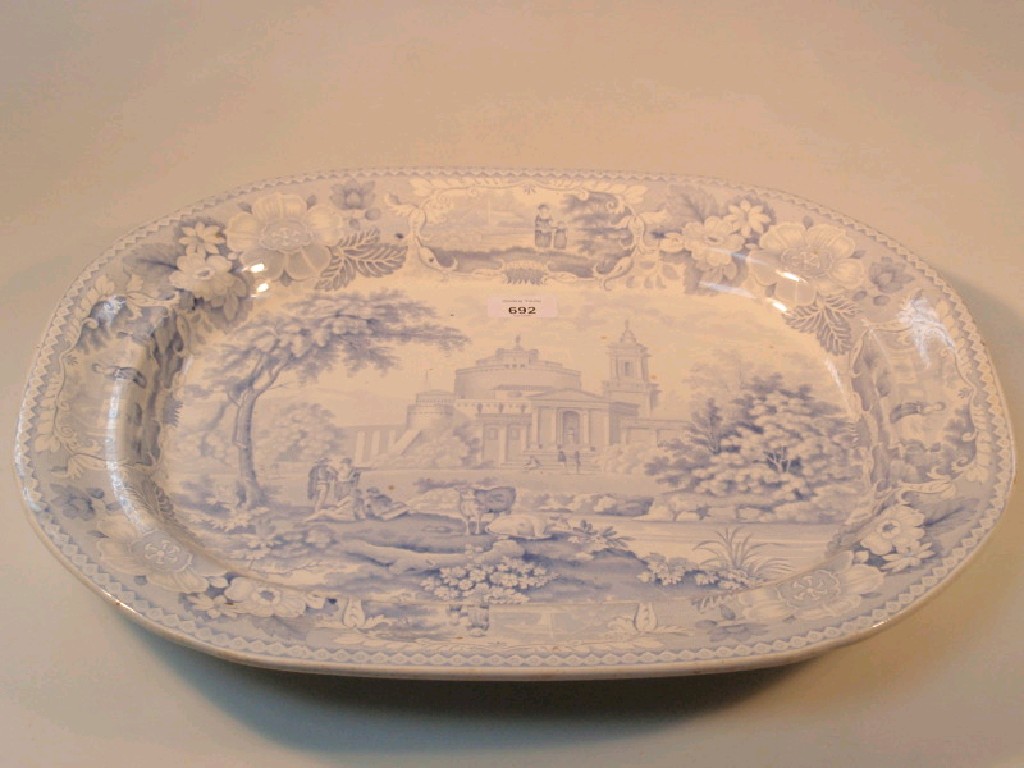 Appraisal: A Victorian blue and white transfer printed meat plate marked