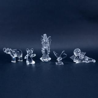 Appraisal: Collection of Five Crystal Figurines Includes Daum bear Baccarat butterfly