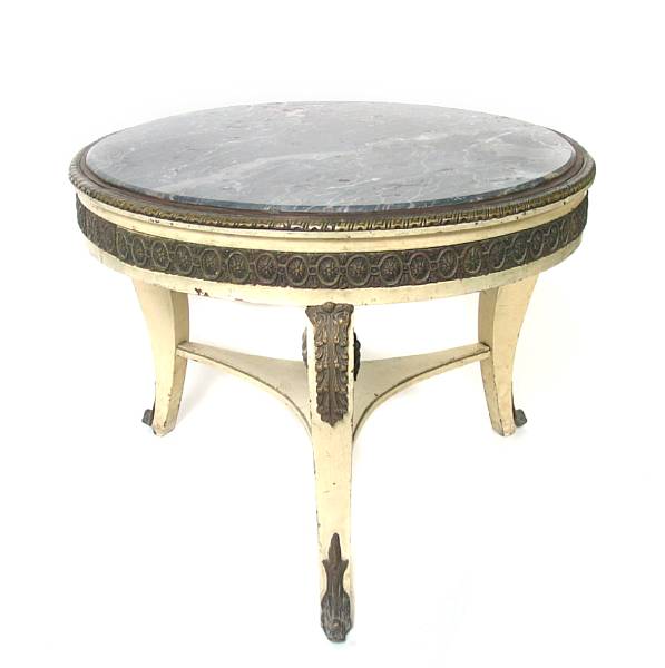 Appraisal: A Louis XVI style gilt bronze mounted paint decorated round