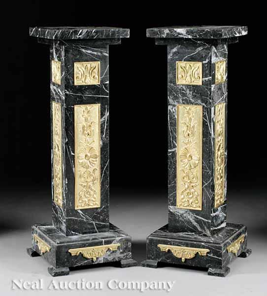 Appraisal: A Good Pair of Louis XVI-Style Marble Pedestals square tops