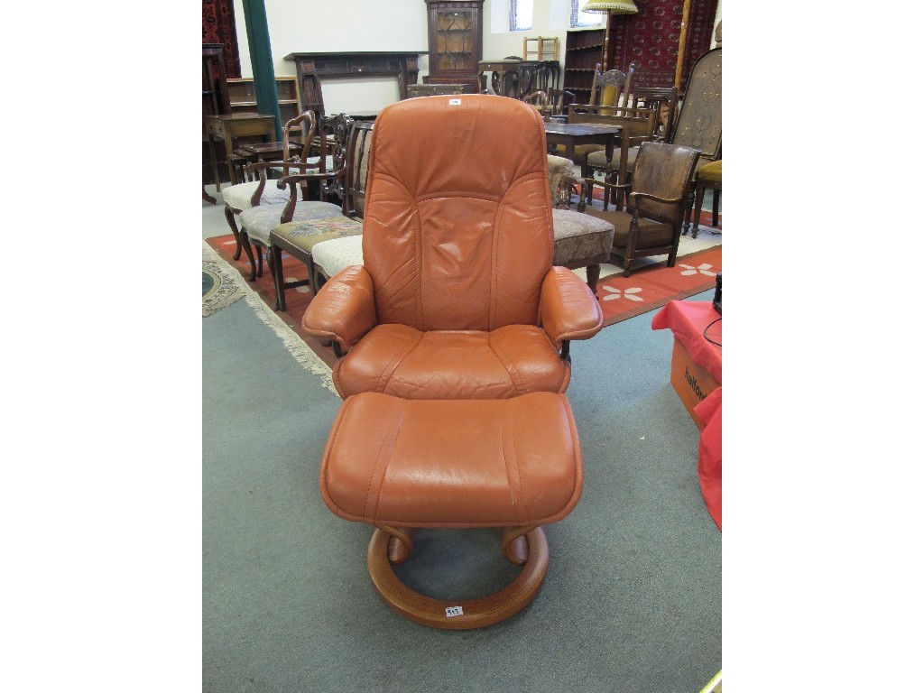 Appraisal: Stressless reclining armchair with stool