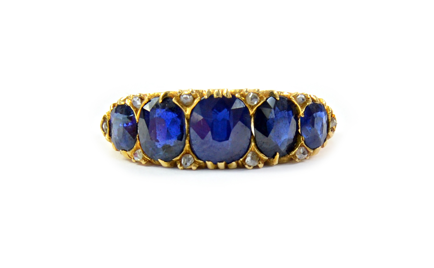 Appraisal: A ct gold five-stone sapphire and diamond ring Birmingham the