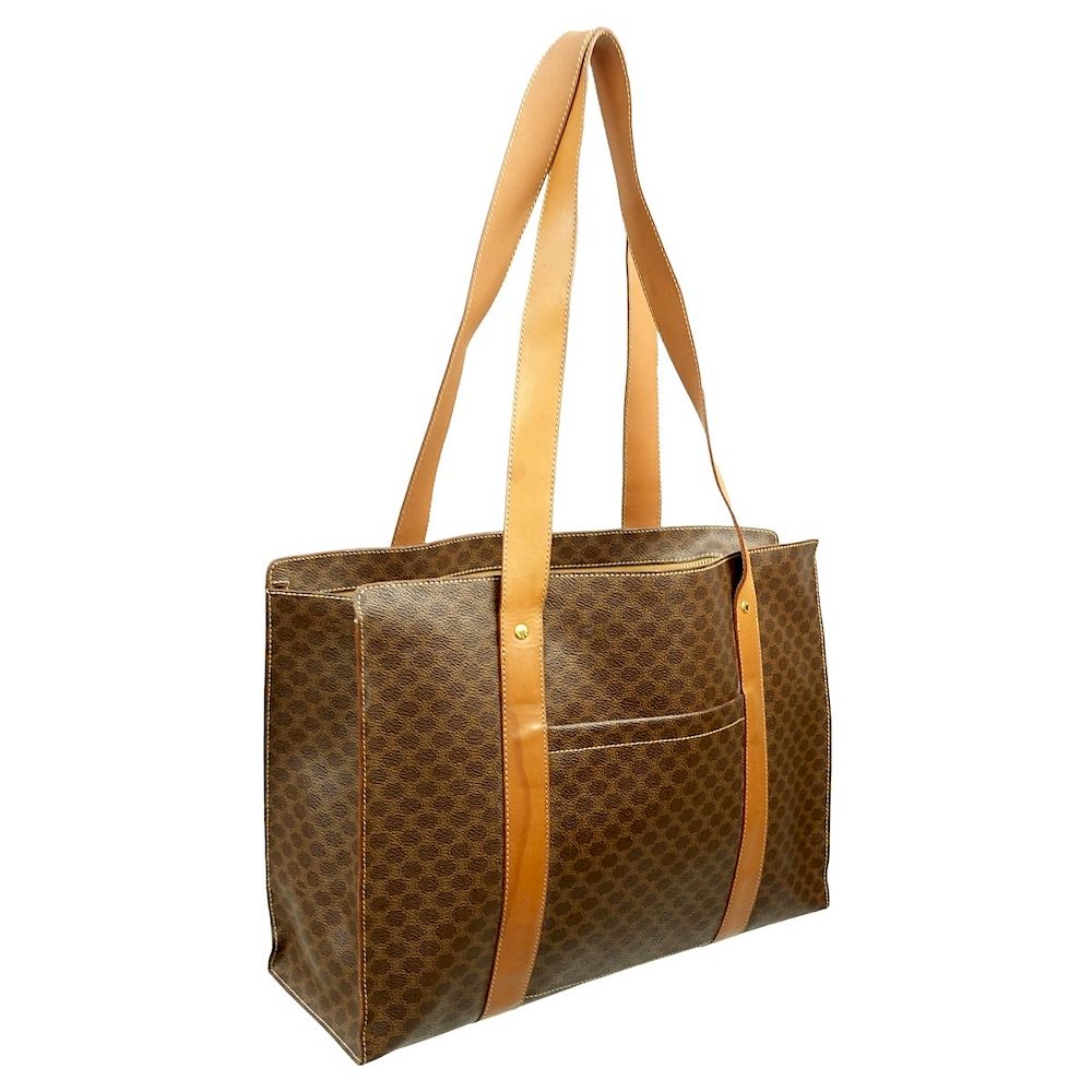 Appraisal: Celine Tote Celine Macadame Coated Canvas Vintage Shopping Tote Brown