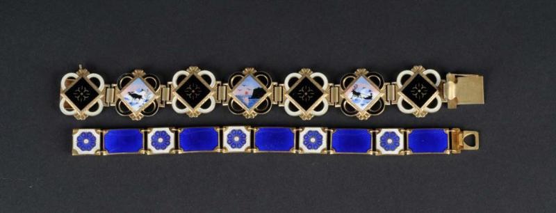 Appraisal: Lot of Enamel Bracelets Description Includes one sterling bracelet with