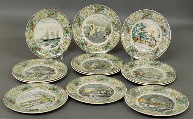 Appraisal: Set of twelve N Currier Winter Scenes plates with transfer