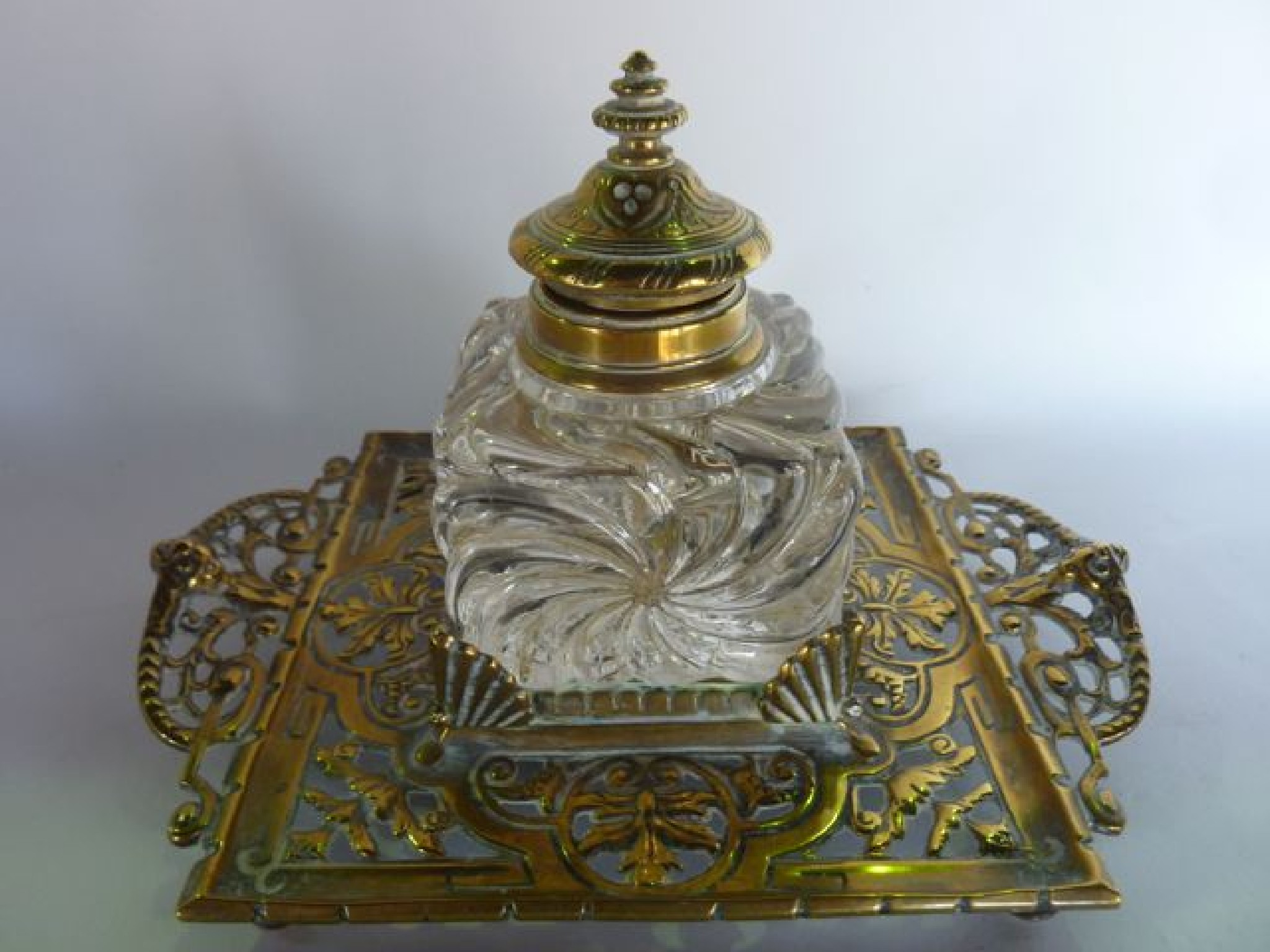 Appraisal: A Victorian brass inkstand by Townshend Co the base with