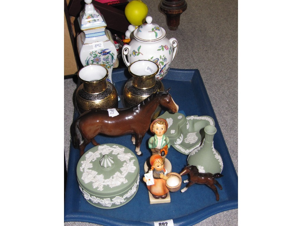 Appraisal: Lot comprising Beswick horse and foal two Hummel figures etc