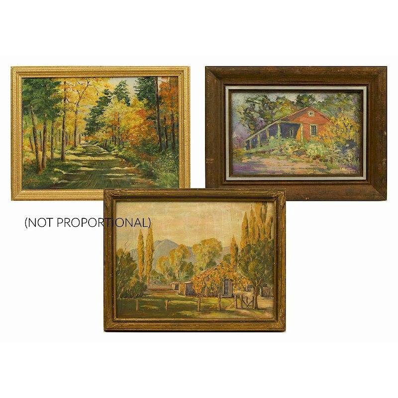 Appraisal: Ed Thompson and two Paintings Lot of three landscape paintings