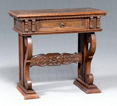 Appraisal: Italian Baroque style console table inlaid walnut with pull-out writing