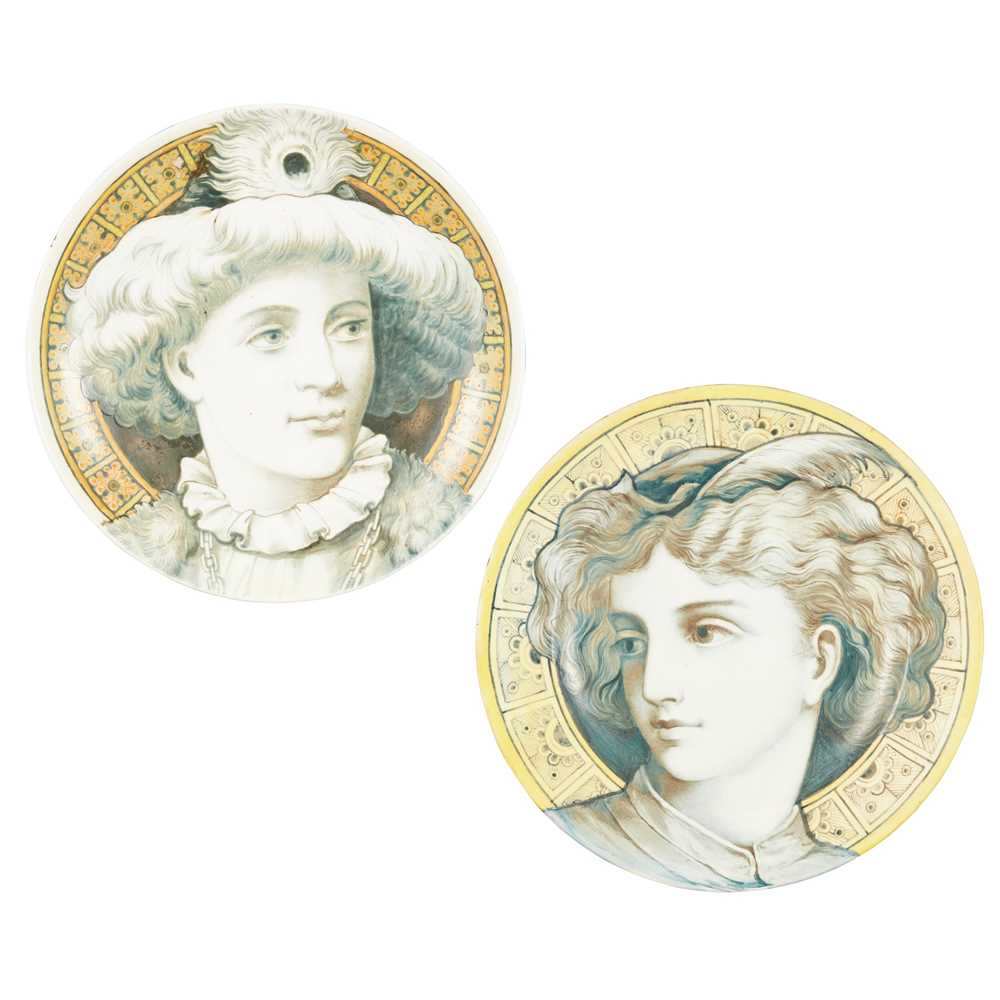 Appraisal: MINTON CO ATTRIBUTED NEAR PAIR OF AESTHETIC MOVEMENT WALL PLATES