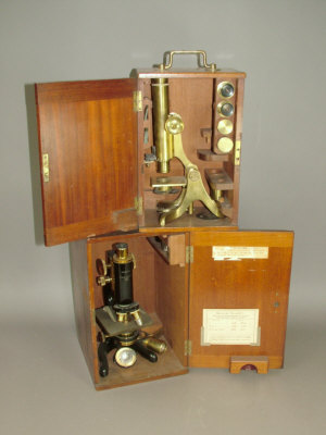 Appraisal: A th century black enamelled Service model compound monocular microscope