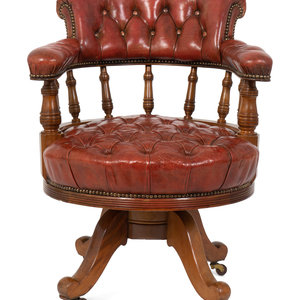 Appraisal: A George III Style Walnut Swivel Desk Chair Early th