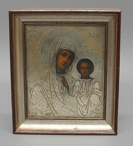 Appraisal: Virgin and Child x sight engraved riza S