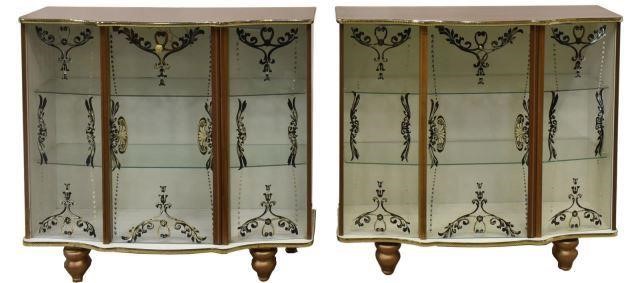 Appraisal: lot of English Art Deco style curio china cabinets c