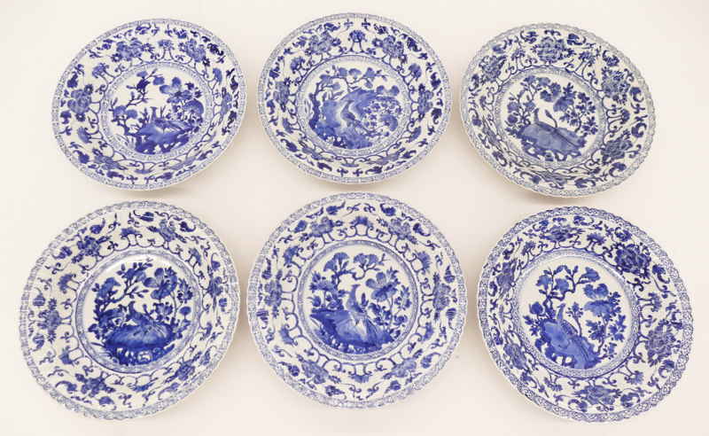 Appraisal: Set Chinese Kangxi Blue White Porcelain Plates ''x '' A