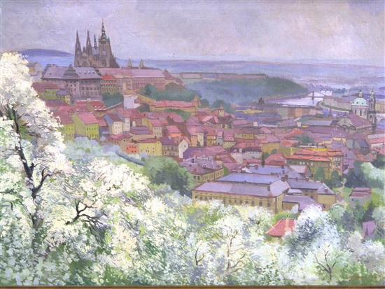 Appraisal: 'City of Prague Czech'' oil on canvas signed lower right