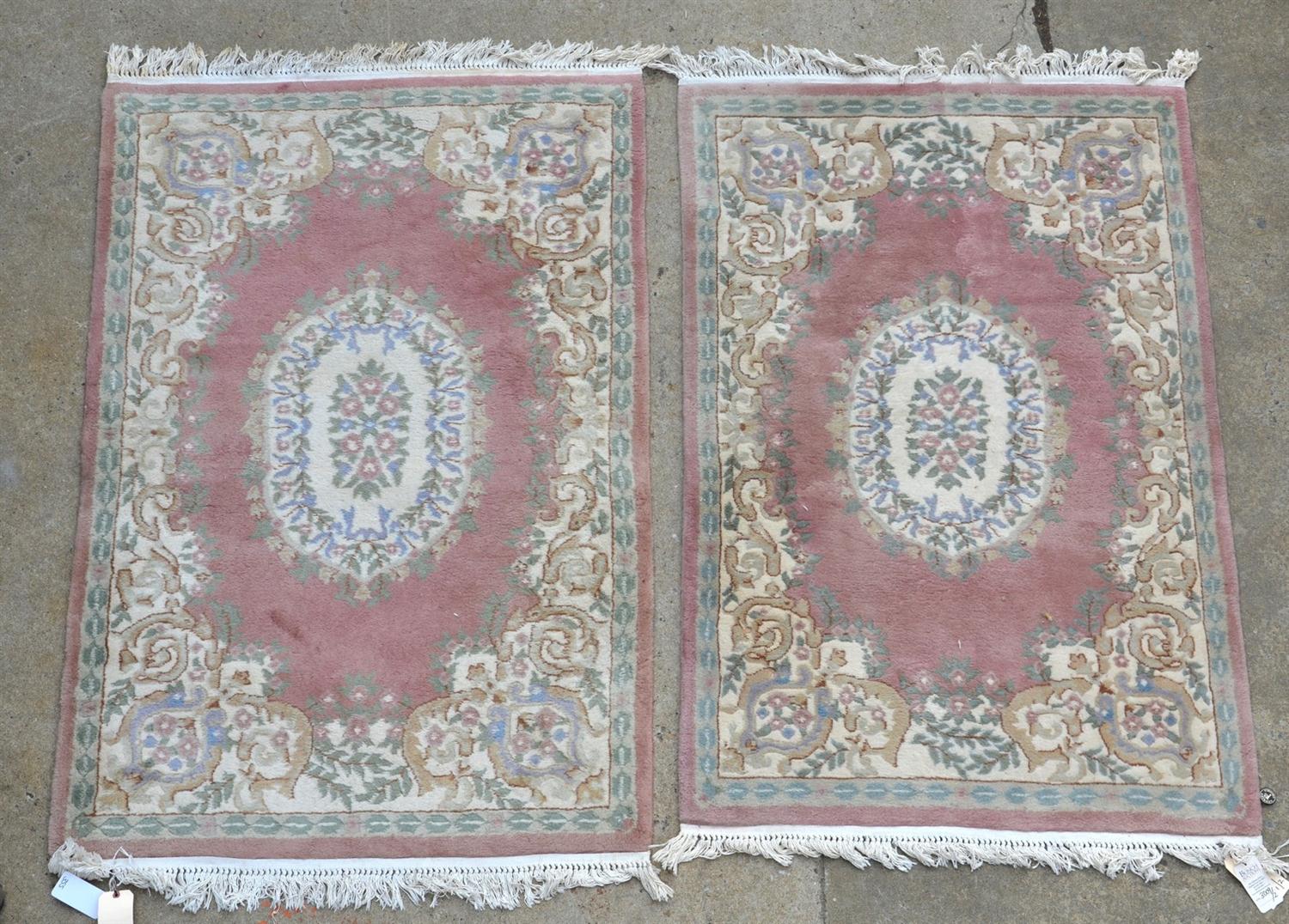 Appraisal: Pr of French Savonnerie Style Area Carpets th c Length